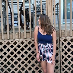 Audrey Stripe Romper ❤️🤍💙